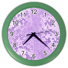 Purple Wildflowers Pattern Color Wall Clock by SpinnyChairDesigns