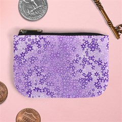 Purple Wildflowers Pattern Mini Coin Purse by SpinnyChairDesigns