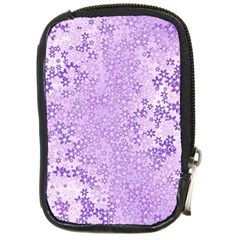 Purple Wildflowers Pattern Compact Camera Leather Case by SpinnyChairDesigns