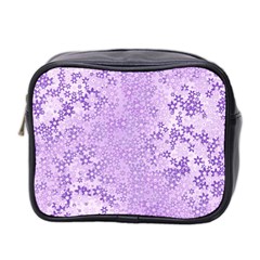 Purple Wildflowers Pattern Mini Toiletries Bag (two Sides) by SpinnyChairDesigns