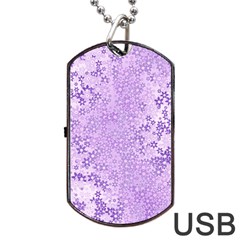 Purple Wildflowers Pattern Dog Tag Usb Flash (two Sides) by SpinnyChairDesigns