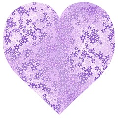 Purple Wildflowers Pattern Wooden Puzzle Heart by SpinnyChairDesigns