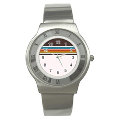 Vintage Stripes Stainless Steel Watch by tmsartbazaar