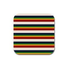 Rainbow Stripes Rubber Square Coaster (4 Pack)  by tmsartbazaar