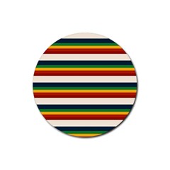 Rainbow Stripes Rubber Round Coaster (4 Pack)  by tmsartbazaar