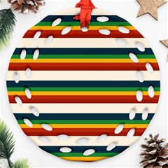 Rainbow Stripes Ornament (round Filigree) by tmsartbazaar