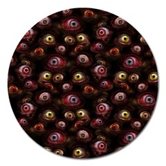 Zombie Eyes Pattern Magnet 5  (round) by SpinnyChairDesigns