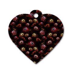 Zombie Eyes Pattern Dog Tag Heart (two Sides) by SpinnyChairDesigns