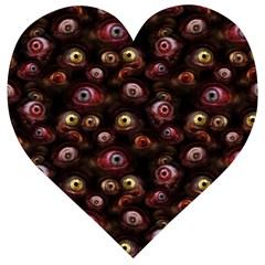 Zombie Eyes Pattern Wooden Puzzle Heart by SpinnyChairDesigns