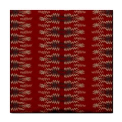 Red Grey Ikat Pattern Tile Coaster