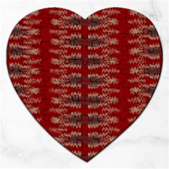 Red Grey Ikat Pattern Jigsaw Puzzle (heart) by SpinnyChairDesigns