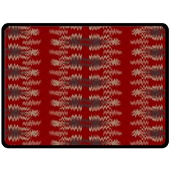 Red Grey Ikat Pattern Double Sided Fleece Blanket (Large) 