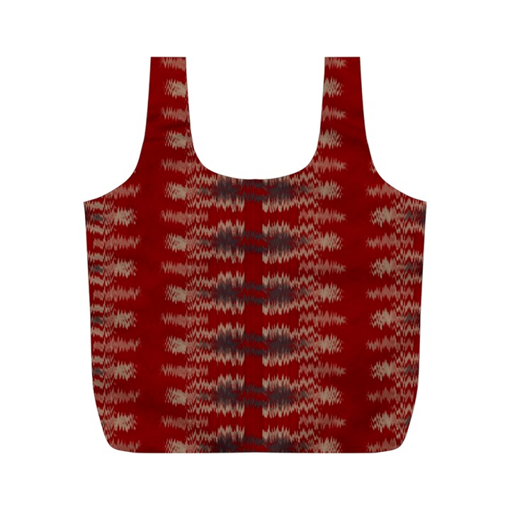 Red Grey Ikat Pattern Full Print Recycle Bag (M)