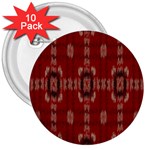 Red Grey Ikat Pattern 3  Buttons (10 pack)  Front