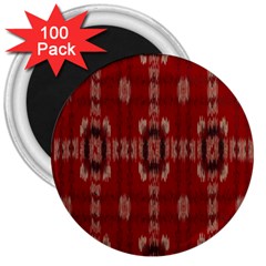 Red Grey Ikat Pattern 3  Magnets (100 Pack) by SpinnyChairDesigns