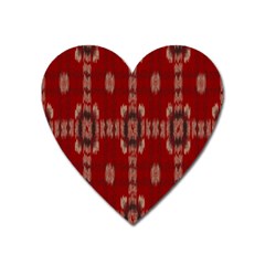 Red Grey Ikat Pattern Heart Magnet by SpinnyChairDesigns