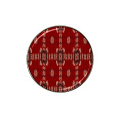 Red Grey Ikat Pattern Hat Clip Ball Marker (4 Pack) by SpinnyChairDesigns