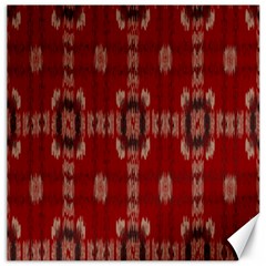 Red Grey Ikat Pattern Canvas 16  X 16  by SpinnyChairDesigns