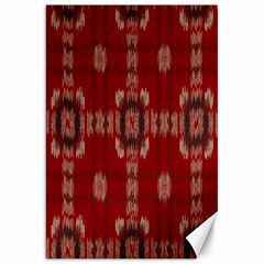 Red Grey Ikat Pattern Canvas 20  X 30  by SpinnyChairDesigns