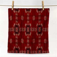 Red Grey Ikat Pattern Face Towel by SpinnyChairDesigns