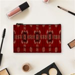 Red Grey Ikat Pattern Cosmetic Bag (Small) Front