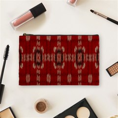 Red Grey Ikat Pattern Cosmetic Bag (medium) by SpinnyChairDesigns