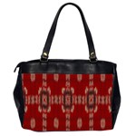 Red Grey Ikat Pattern Oversize Office Handbag (2 Sides) Back