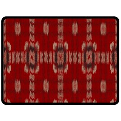 Red Grey Ikat Pattern Fleece Blanket (large)  by SpinnyChairDesigns