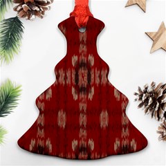 Red Grey Ikat Pattern Ornament (christmas Tree)  by SpinnyChairDesigns