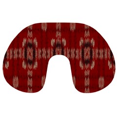 Red Grey Ikat Pattern Travel Neck Pillow by SpinnyChairDesigns