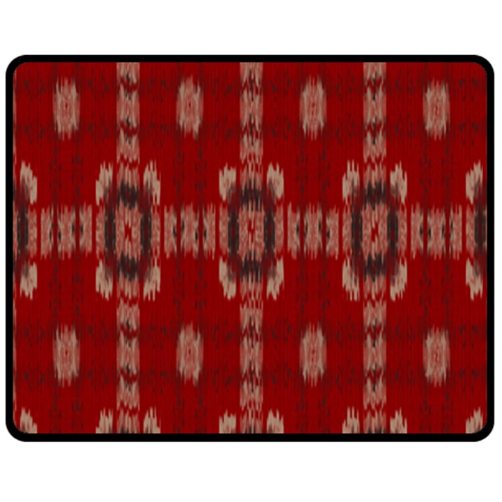 Red Grey Ikat Pattern Double Sided Fleece Blanket (Medium) 