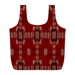 Red Grey Ikat Pattern Full Print Recycle Bag (l) by SpinnyChairDesigns