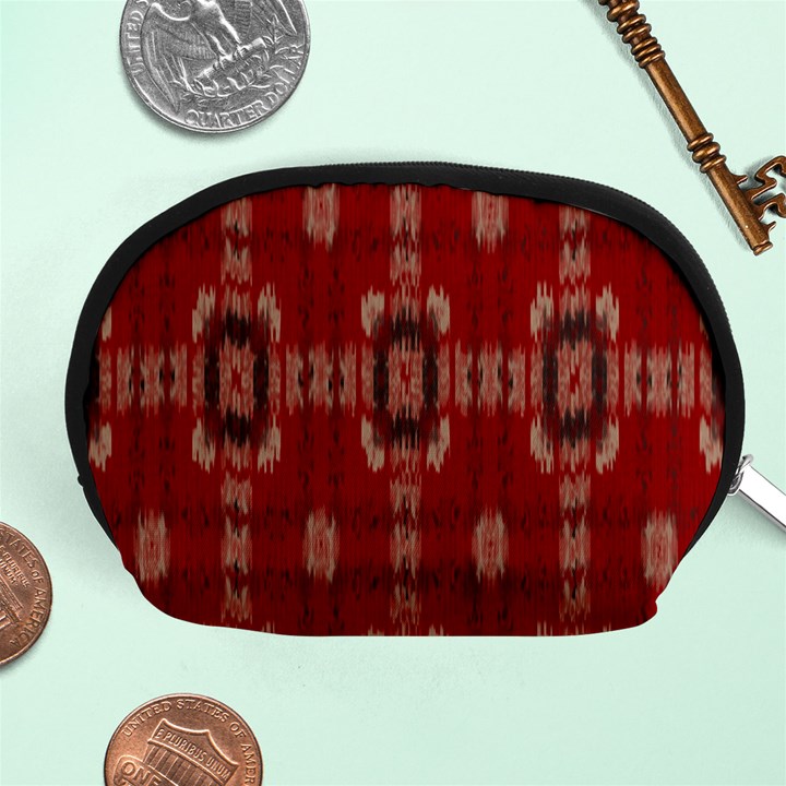 Red Grey Ikat Pattern Accessory Pouch (Medium)