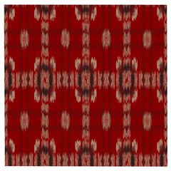 Red Grey Ikat Pattern Wooden Puzzle Square by SpinnyChairDesigns