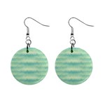 Light Green Turquoise Ikat Pattern Mini Button Earrings Front