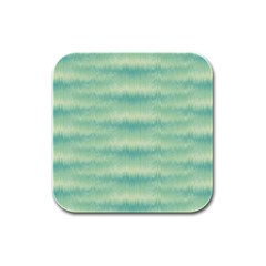 Light Green Turquoise Ikat Pattern Rubber Square Coaster (4 Pack)  by SpinnyChairDesigns