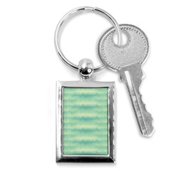 Light Green Turquoise Ikat Pattern Key Chain (rectangle) by SpinnyChairDesigns