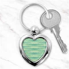 Light Green Turquoise Ikat Pattern Key Chain (heart) by SpinnyChairDesigns