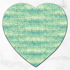 Light Green Turquoise Ikat Pattern Jigsaw Puzzle (heart) by SpinnyChairDesigns