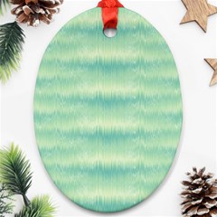 Light Green Turquoise Ikat Pattern Oval Ornament (two Sides) by SpinnyChairDesigns