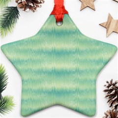 Light Green Turquoise Ikat Pattern Star Ornament (two Sides) by SpinnyChairDesigns