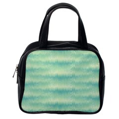 Light Green Turquoise Ikat Pattern Classic Handbag (one Side) by SpinnyChairDesigns