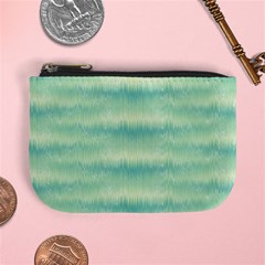 Light Green Turquoise Ikat Pattern Mini Coin Purse by SpinnyChairDesigns