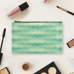 Light Green Turquoise Ikat Pattern Cosmetic Bag (medium) by SpinnyChairDesigns