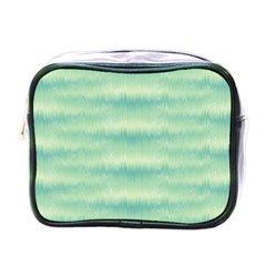 Light Green Turquoise Ikat Pattern Mini Toiletries Bag (one Side) by SpinnyChairDesigns