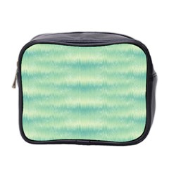 Light Green Turquoise Ikat Pattern Mini Toiletries Bag (two Sides) by SpinnyChairDesigns