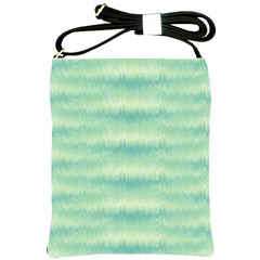 Light Green Turquoise Ikat Pattern Shoulder Sling Bag by SpinnyChairDesigns