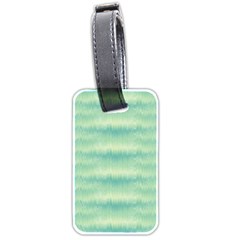 Light Green Turquoise Ikat Pattern Luggage Tag (two Sides) by SpinnyChairDesigns