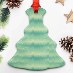 Light Green Turquoise Ikat Pattern Ornament (christmas Tree)  by SpinnyChairDesigns