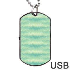 Light Green Turquoise Ikat Pattern Dog Tag Usb Flash (one Side) by SpinnyChairDesigns